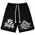 Back of black Project EL graphic shorts