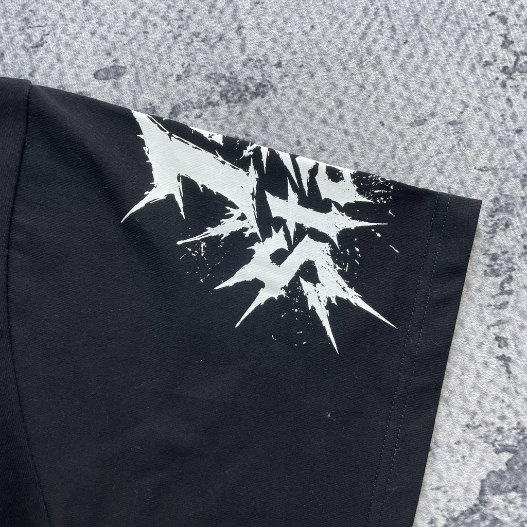 Front of black Project EL Beyond the Grave graphic T-shirt