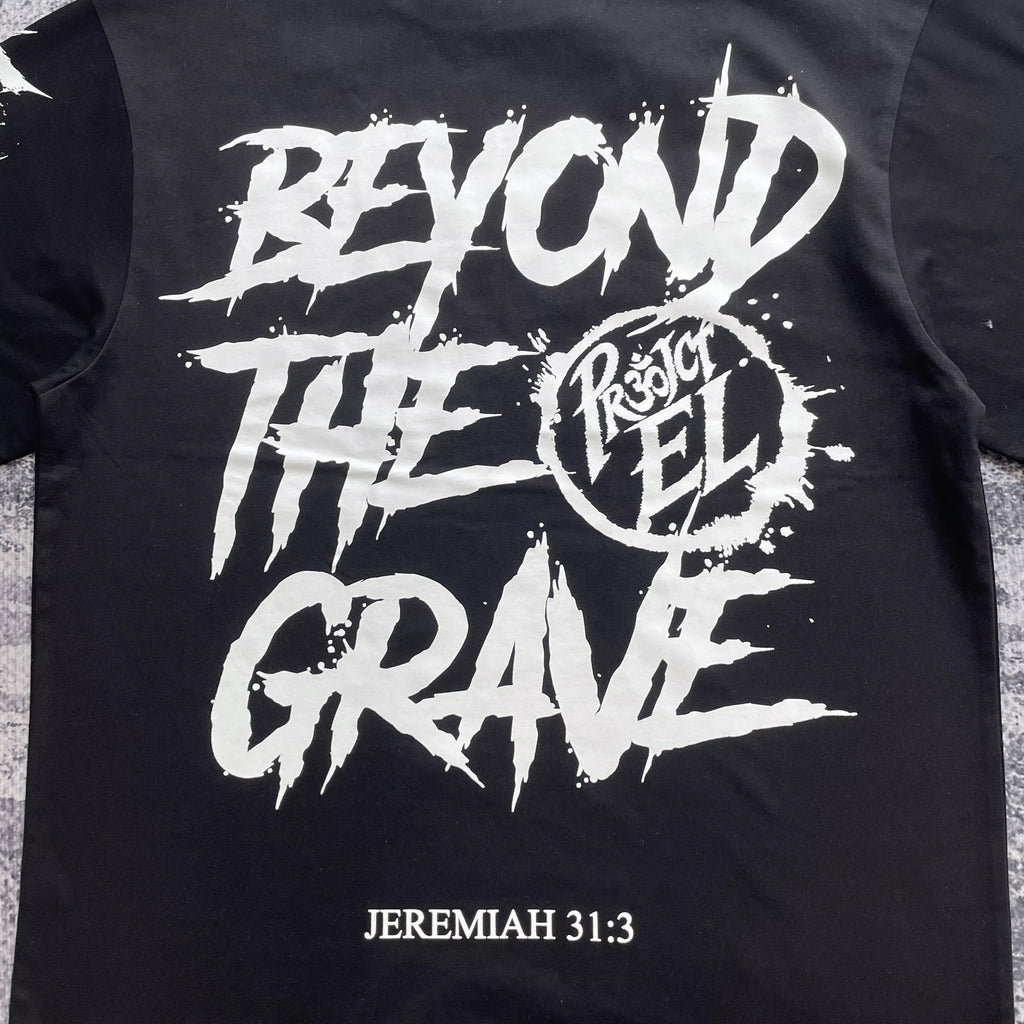Close-up of white sleeve graphic